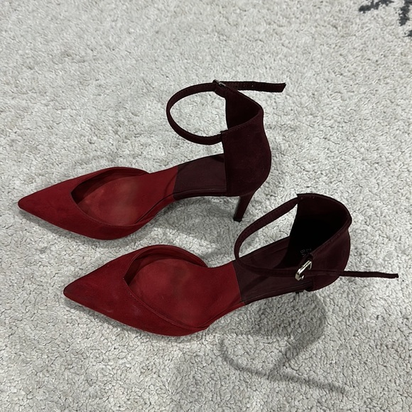 Zara Red Point Toe Heels Size 37 - Picture 2 of 5